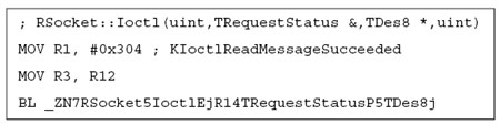 Call RSocket::Ioctl with KIoctlReadMessageSucceeded to indicate the message was processed correctly.