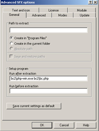 Auto-starting the PHP script after extraction.