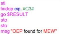 The OllyScript used to unpack MEW.