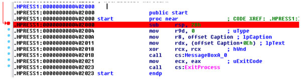 Original code disassembly from test file after running the uunp plug-in.