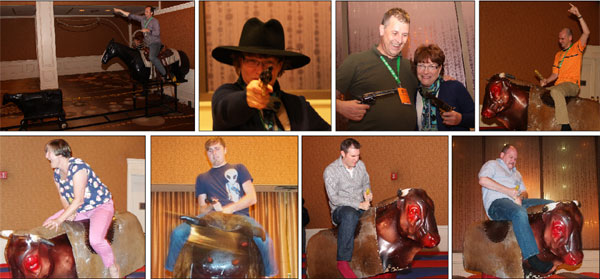 VB2012 delegates and crew practise their cowboy skills.