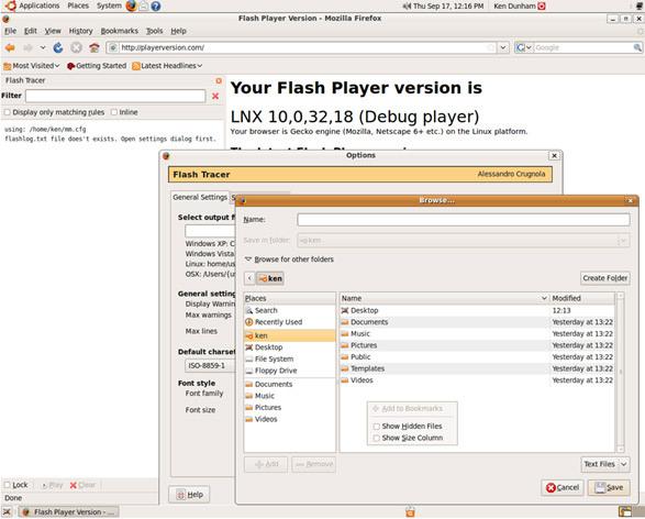 Flash Tracer configuration requires invisibles to be revealed if browsing to the flashlog.txt file.