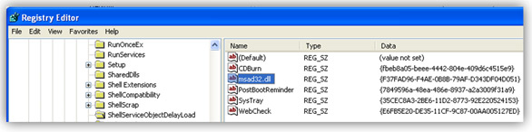 Changes to the Windows registry are clearly visible with Regedit.