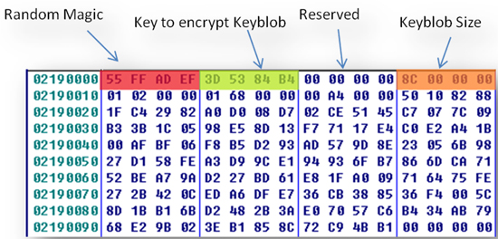 Structure that will encrypt the keyblob.
