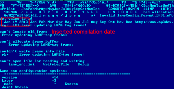 Compilation date in code.