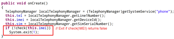 Anti-debugging trick in Android/NickiSpy.B.
